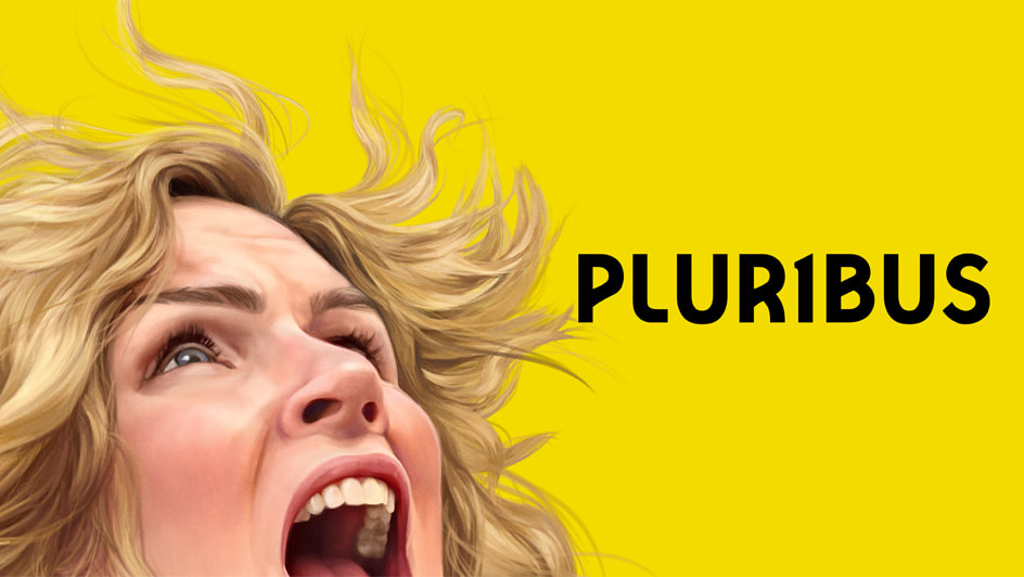 PLURIBUS key art — an illustrated Carol Sturka screaming against a yellow background